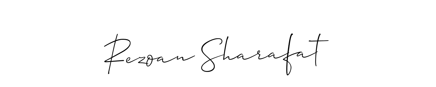 Allison_Script is a professional signature style that is perfect for those who want to add a touch of class to their signature. It is also a great choice for those who want to make their signature more unique. Get Rezoan Sharafat name to fancy signature for free. Rezoan Sharafat signature style 2 images and pictures png