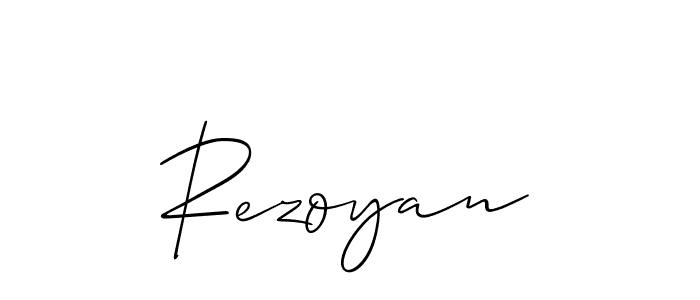 Make a short Rezoyan signature style. Manage your documents anywhere anytime using Allison_Script. Create and add eSignatures, submit forms, share and send files easily. Rezoyan signature style 2 images and pictures png