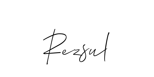 Make a beautiful signature design for name Rezsul. With this signature (Allison_Script) style, you can create a handwritten signature for free. Rezsul signature style 2 images and pictures png