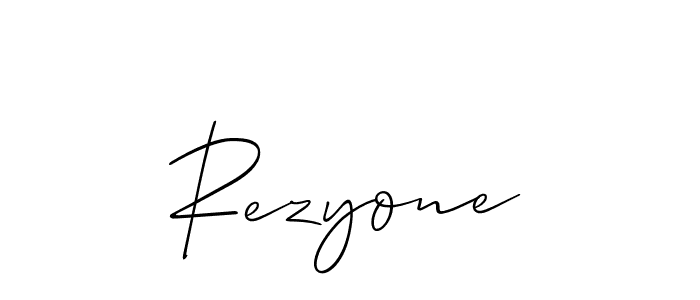 Also we have Rezyone name is the best signature style. Create professional handwritten signature collection using Allison_Script autograph style. Rezyone signature style 2 images and pictures png