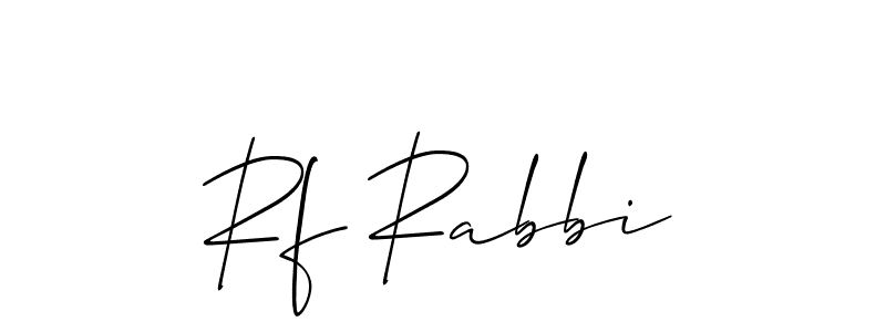 Design your own signature with our free online signature maker. With this signature software, you can create a handwritten (Allison_Script) signature for name Rf Rabbi. Rf Rabbi signature style 2 images and pictures png