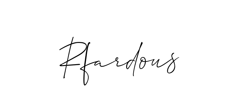 The best way (Allison_Script) to make a short signature is to pick only two or three words in your name. The name Rfardous include a total of six letters. For converting this name. Rfardous signature style 2 images and pictures png