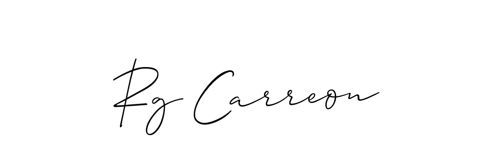 Make a beautiful signature design for name Rg Carreon. With this signature (Allison_Script) style, you can create a handwritten signature for free. Rg Carreon signature style 2 images and pictures png