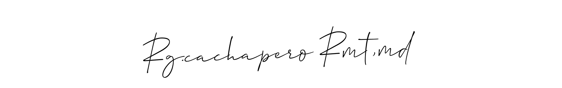 Use a signature maker to create a handwritten signature online. With this signature software, you can design (Allison_Script) your own signature for name Rg.cachapero Rmt,md. Rg.cachapero Rmt,md signature style 2 images and pictures png