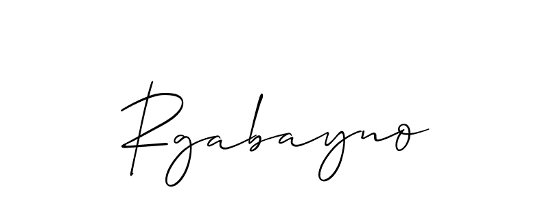 Allison_Script is a professional signature style that is perfect for those who want to add a touch of class to their signature. It is also a great choice for those who want to make their signature more unique. Get Rgabayno name to fancy signature for free. Rgabayno signature style 2 images and pictures png