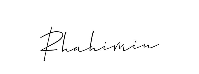 Make a beautiful signature design for name Rhahimin. With this signature (Allison_Script) style, you can create a handwritten signature for free. Rhahimin signature style 2 images and pictures png