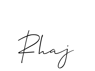 Use a signature maker to create a handwritten signature online. With this signature software, you can design (Allison_Script) your own signature for name Rhaj. Rhaj signature style 2 images and pictures png