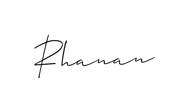 Use a signature maker to create a handwritten signature online. With this signature software, you can design (Allison_Script) your own signature for name Rhanan. Rhanan signature style 2 images and pictures png