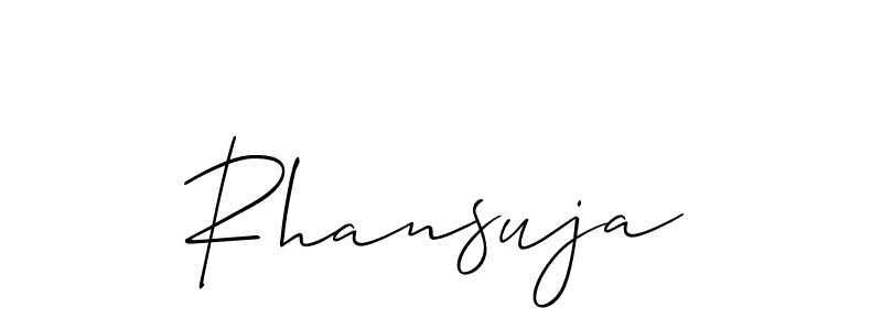 Also You can easily find your signature by using the search form. We will create Rhansuja name handwritten signature images for you free of cost using Allison_Script sign style. Rhansuja signature style 2 images and pictures png