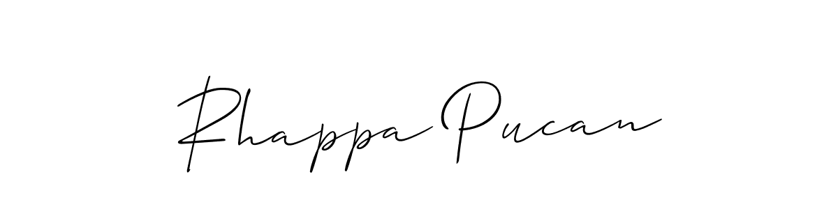 You can use this online signature creator to create a handwritten signature for the name Rhappa Pucan. This is the best online autograph maker. Rhappa Pucan signature style 2 images and pictures png