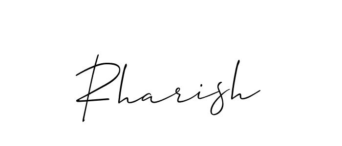 The best way (Allison_Script) to make a short signature is to pick only two or three words in your name. The name Rharish include a total of six letters. For converting this name. Rharish signature style 2 images and pictures png