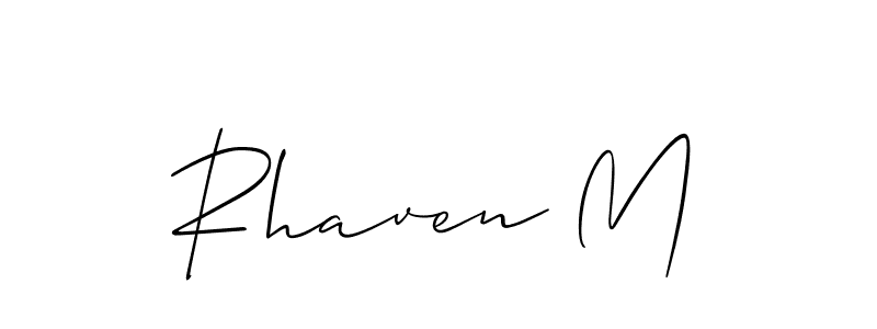 The best way (Allison_Script) to make a short signature is to pick only two or three words in your name. The name Rhaven M include a total of six letters. For converting this name. Rhaven M signature style 2 images and pictures png