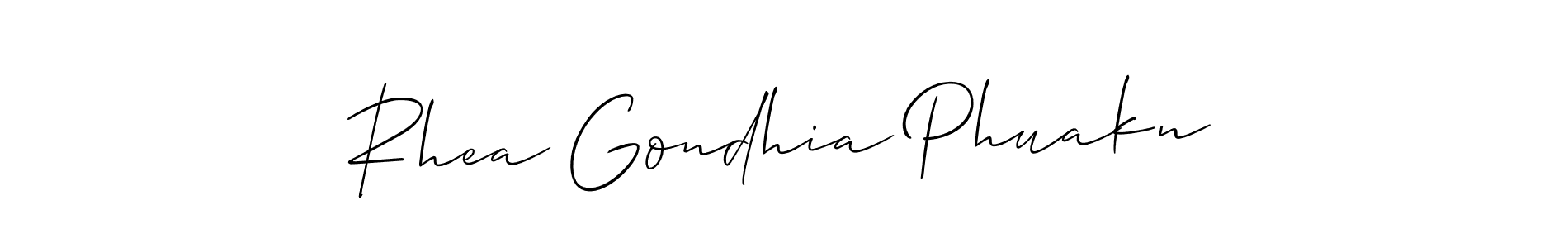 See photos of Rhea Gondhia Phuakn official signature by Spectra . Check more albums & portfolios. Read reviews & check more about Allison_Script font. Rhea Gondhia Phuakn signature style 2 images and pictures png