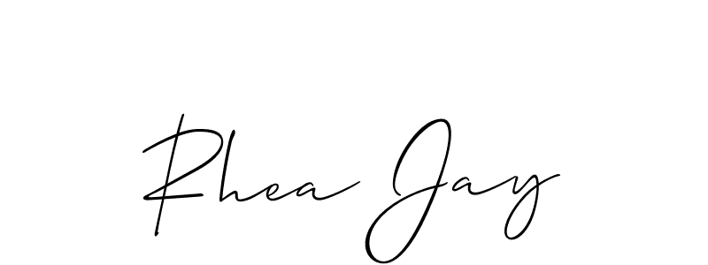 You should practise on your own different ways (Allison_Script) to write your name (Rhea Jay) in signature. don't let someone else do it for you. Rhea Jay signature style 2 images and pictures png