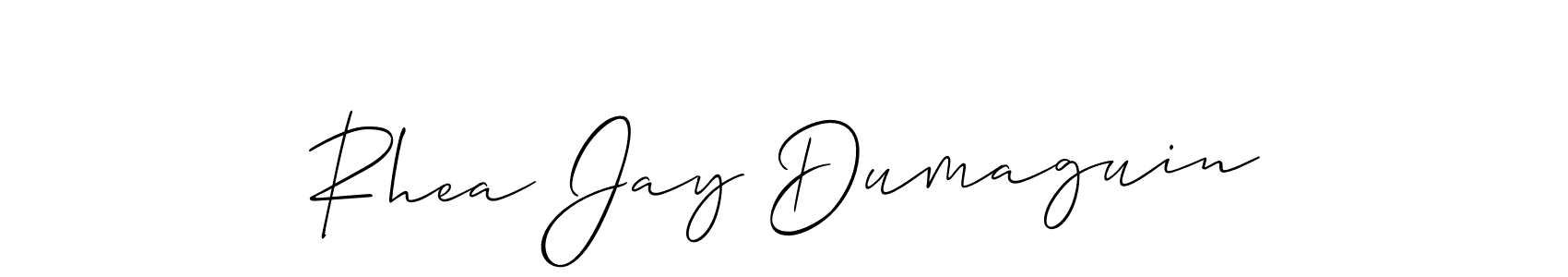 How to make Rhea Jay Dumaguin name signature. Use Allison_Script style for creating short signs online. This is the latest handwritten sign. Rhea Jay Dumaguin signature style 2 images and pictures png