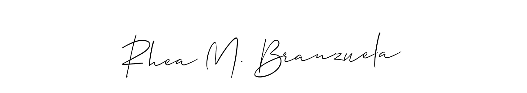 It looks lik you need a new signature style for name Rhea M. Branzuela. Design unique handwritten (Allison_Script) signature with our free signature maker in just a few clicks. Rhea M. Branzuela signature style 2 images and pictures png