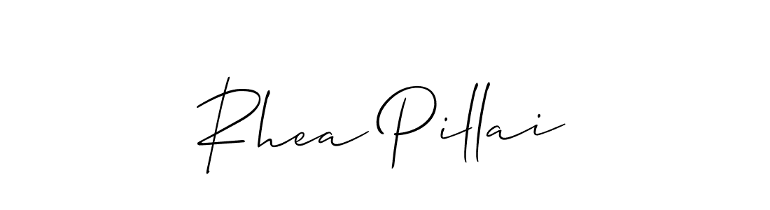 Make a short Rhea Pillai signature style. Manage your documents anywhere anytime using Allison_Script. Create and add eSignatures, submit forms, share and send files easily. Rhea Pillai signature style 2 images and pictures png