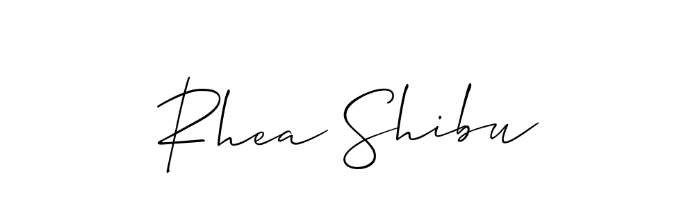 Make a beautiful signature design for name Rhea Shibu. With this signature (Allison_Script) style, you can create a handwritten signature for free. Rhea Shibu signature style 2 images and pictures png