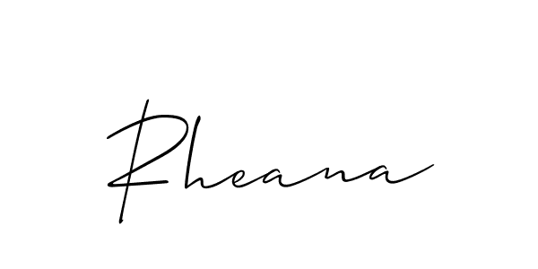 Use a signature maker to create a handwritten signature online. With this signature software, you can design (Allison_Script) your own signature for name Rheana. Rheana signature style 2 images and pictures png