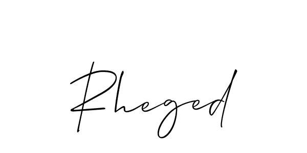 Create a beautiful signature design for name Rheged. With this signature (Allison_Script) fonts, you can make a handwritten signature for free. Rheged signature style 2 images and pictures png