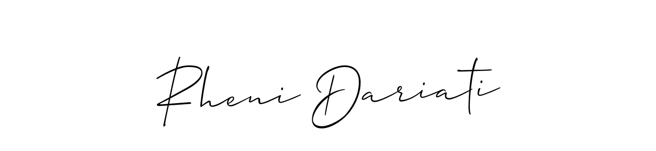 if you are searching for the best signature style for your name Rheni Dariati. so please give up your signature search. here we have designed multiple signature styles  using Allison_Script. Rheni Dariati signature style 2 images and pictures png