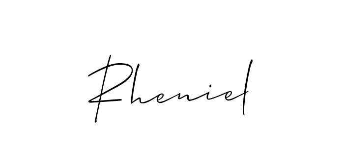 How to make Rheniel name signature. Use Allison_Script style for creating short signs online. This is the latest handwritten sign. Rheniel signature style 2 images and pictures png