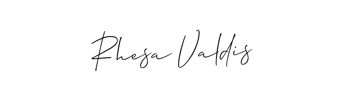 Make a short Rhesa Valdis signature style. Manage your documents anywhere anytime using Allison_Script. Create and add eSignatures, submit forms, share and send files easily. Rhesa Valdis signature style 2 images and pictures png
