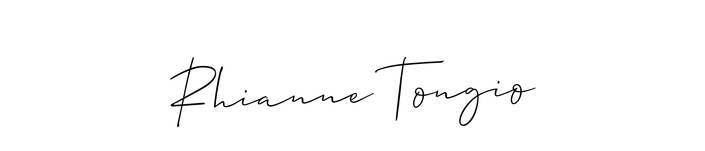 How to make Rhianne Tongio name signature. Use Allison_Script style for creating short signs online. This is the latest handwritten sign. Rhianne Tongio signature style 2 images and pictures png