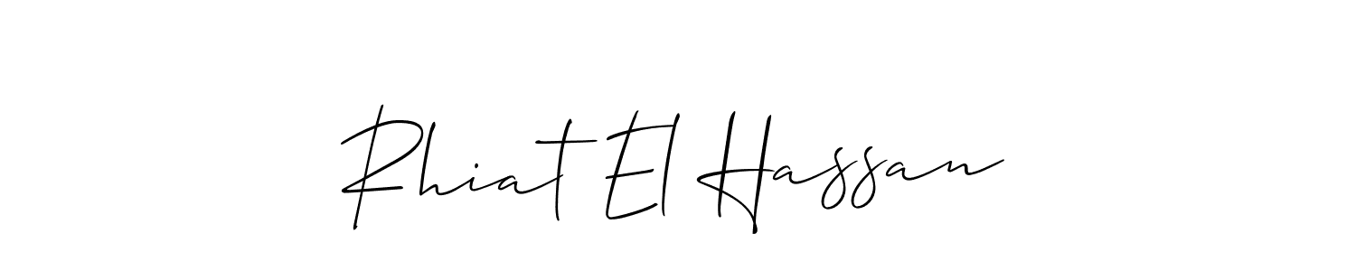 How to make Rhiat El Hassan name signature. Use Allison_Script style for creating short signs online. This is the latest handwritten sign. Rhiat El Hassan signature style 2 images and pictures png