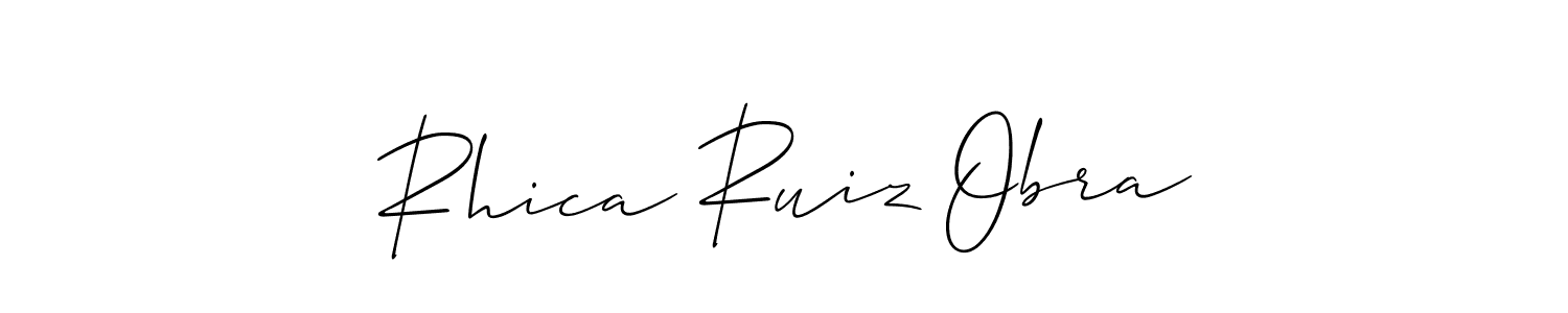 You should practise on your own different ways (Allison_Script) to write your name (Rhica Ruiz Obra) in signature. don't let someone else do it for you. Rhica Ruiz Obra signature style 2 images and pictures png