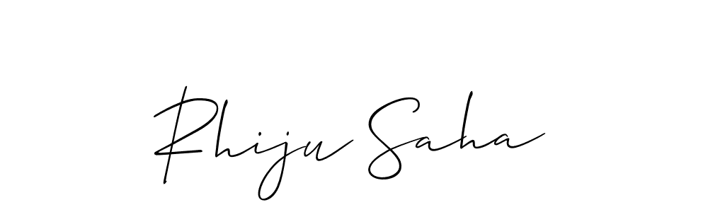 Make a beautiful signature design for name Rhiju Saha. With this signature (Allison_Script) style, you can create a handwritten signature for free. Rhiju Saha signature style 2 images and pictures png