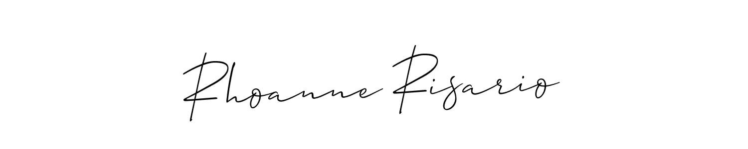 The best way (Allison_Script) to make a short signature is to pick only two or three words in your name. The name Rhoanne Risario include a total of six letters. For converting this name. Rhoanne Risario signature style 2 images and pictures png