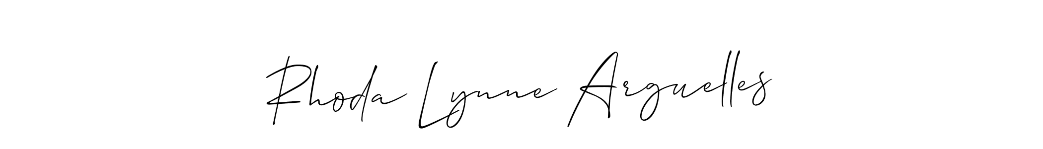 Similarly Allison_Script is the best handwritten signature design. Signature creator online .You can use it as an online autograph creator for name Rhoda Lynne Arguelles. Rhoda Lynne Arguelles signature style 2 images and pictures png