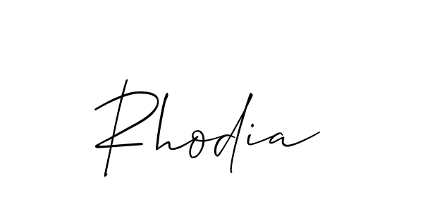 Design your own signature with our free online signature maker. With this signature software, you can create a handwritten (Allison_Script) signature for name Rhodia. Rhodia signature style 2 images and pictures png