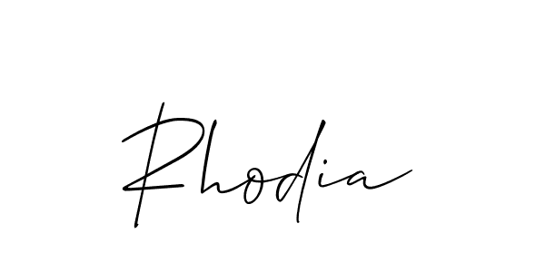 Make a beautiful signature design for name Rhodia. With this signature (Allison_Script) style, you can create a handwritten signature for free. Rhodia signature style 2 images and pictures png