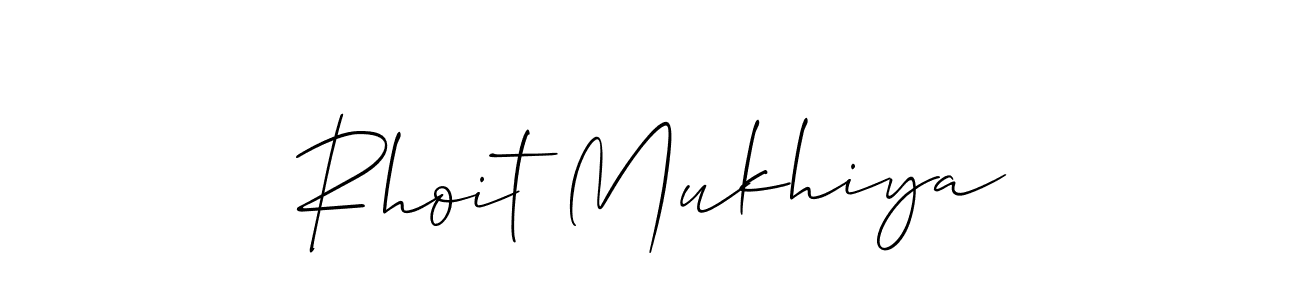 The best way (Allison_Script) to make a short signature is to pick only two or three words in your name. The name Rhoit Mukhiya include a total of six letters. For converting this name. Rhoit Mukhiya signature style 2 images and pictures png