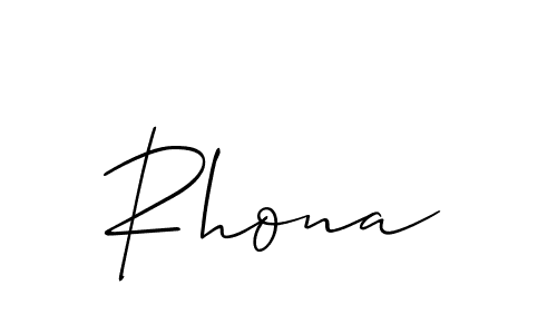 Use a signature maker to create a handwritten signature online. With this signature software, you can design (Allison_Script) your own signature for name Rhona. Rhona signature style 2 images and pictures png