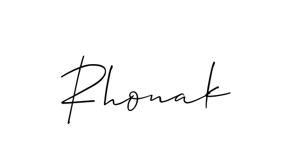Create a beautiful signature design for name Rhonak. With this signature (Allison_Script) fonts, you can make a handwritten signature for free. Rhonak signature style 2 images and pictures png