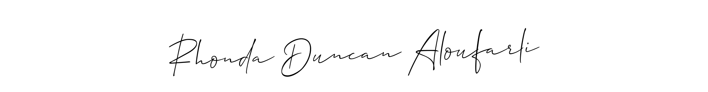 How to make Rhonda Duncan Aloufarli name signature. Use Allison_Script style for creating short signs online. This is the latest handwritten sign. Rhonda Duncan Aloufarli signature style 2 images and pictures png