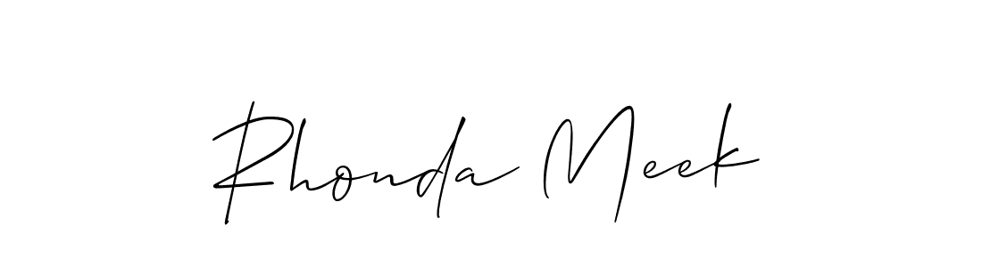 You should practise on your own different ways (Allison_Script) to write your name (Rhonda Meek) in signature. don't let someone else do it for you. Rhonda Meek signature style 2 images and pictures png