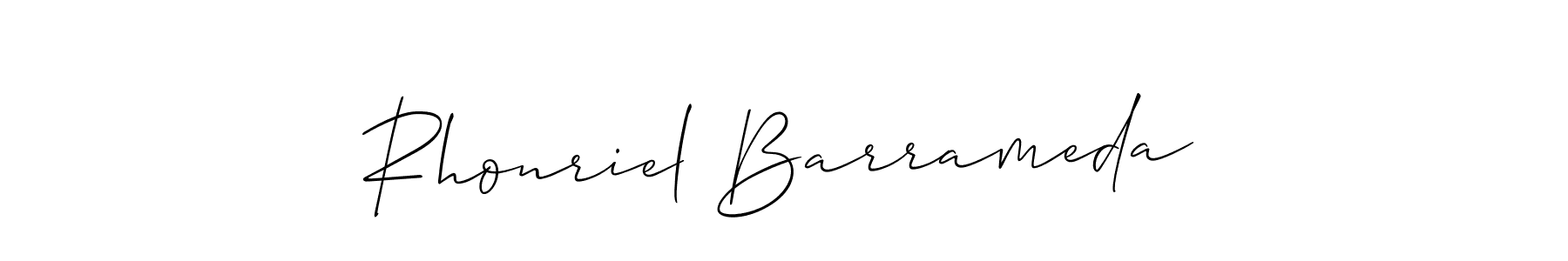 Allison_Script is a professional signature style that is perfect for those who want to add a touch of class to their signature. It is also a great choice for those who want to make their signature more unique. Get Rhonriel Barrameda name to fancy signature for free. Rhonriel Barrameda signature style 2 images and pictures png