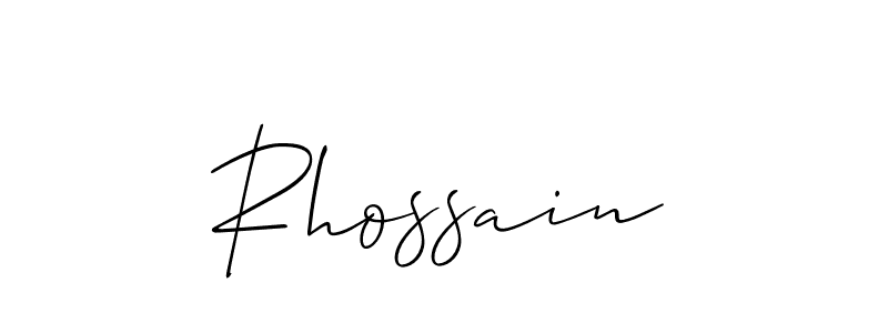 The best way (Allison_Script) to make a short signature is to pick only two or three words in your name. The name Rhossain include a total of six letters. For converting this name. Rhossain signature style 2 images and pictures png