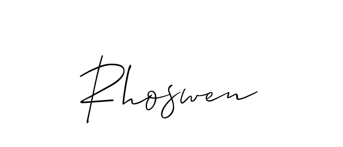 Rhoswen stylish signature style. Best Handwritten Sign (Allison_Script) for my name. Handwritten Signature Collection Ideas for my name Rhoswen. Rhoswen signature style 2 images and pictures png