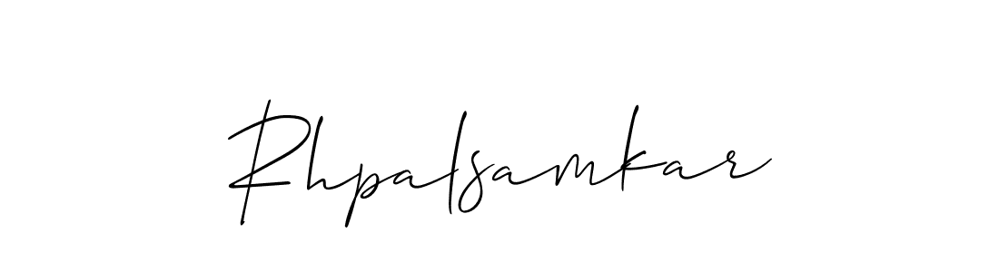 The best way (Allison_Script) to make a short signature is to pick only two or three words in your name. The name Rhpalsamkar include a total of six letters. For converting this name. Rhpalsamkar signature style 2 images and pictures png