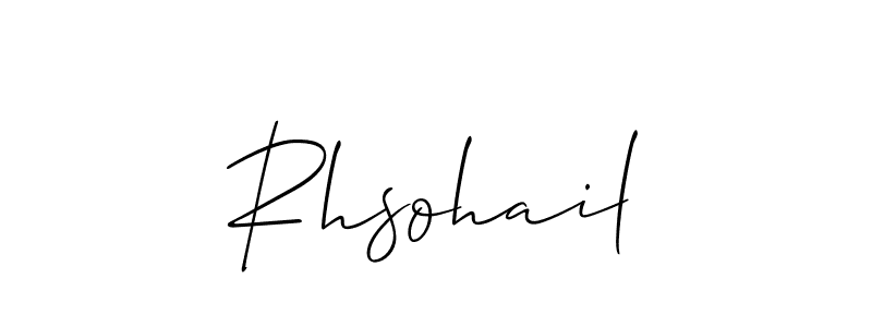 The best way (Allison_Script) to make a short signature is to pick only two or three words in your name. The name Rhsohail include a total of six letters. For converting this name. Rhsohail signature style 2 images and pictures png