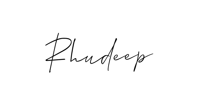 Create a beautiful signature design for name Rhudeep. With this signature (Allison_Script) fonts, you can make a handwritten signature for free. Rhudeep signature style 2 images and pictures png