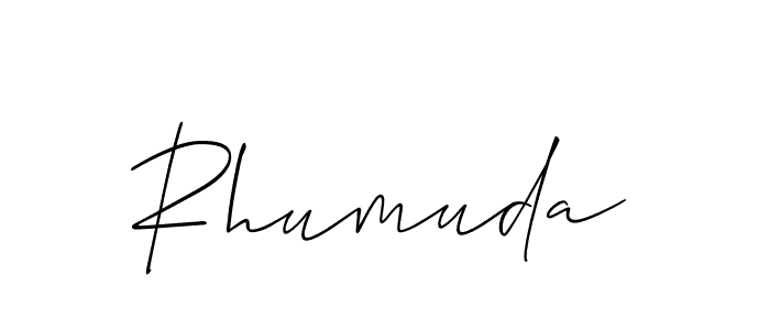 Create a beautiful signature design for name Rhumuda. With this signature (Allison_Script) fonts, you can make a handwritten signature for free. Rhumuda signature style 2 images and pictures png