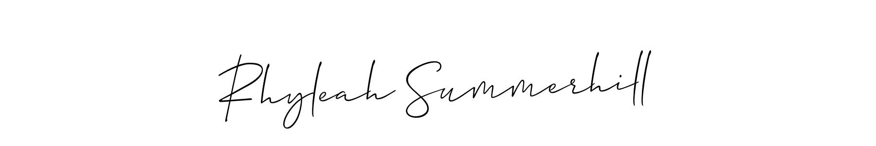 if you are searching for the best signature style for your name Rhyleah Summerhill. so please give up your signature search. here we have designed multiple signature styles  using Allison_Script. Rhyleah Summerhill signature style 2 images and pictures png