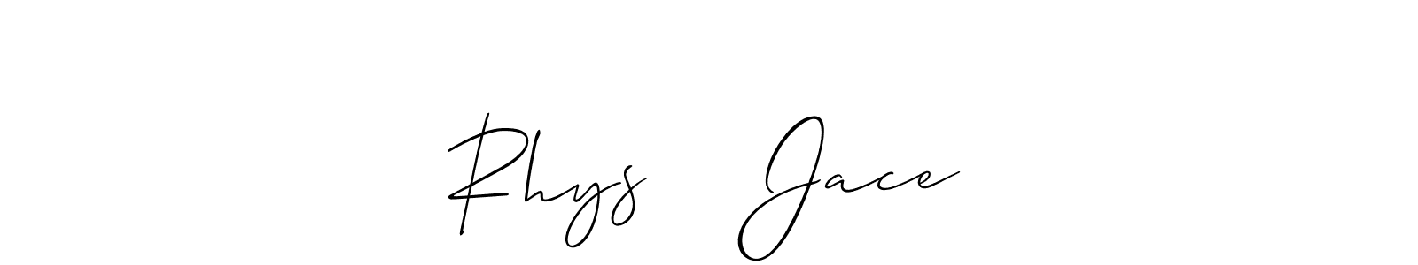 The best way (Allison_Script) to make a short signature is to pick only two or three words in your name. The name Rhys ❤️ Jace include a total of six letters. For converting this name. Rhys ❤️ Jace signature style 2 images and pictures png