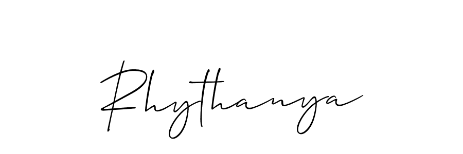 How to make Rhythanya signature? Allison_Script is a professional autograph style. Create handwritten signature for Rhythanya name. Rhythanya signature style 2 images and pictures png